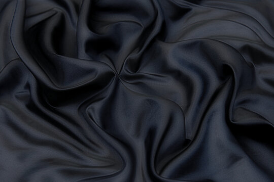 Wall Mural -  - Velvet silk or cotton or wool fabric tissue. Dark gray or black color. Texture, background, pattern.