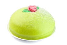 Swedish Dessert Princess Cake On A White Plate, Isolated On White