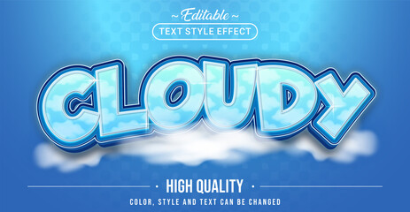 Wall Mural - editable text style effect - cloudy text style theme.