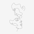 Man and Woman face composition. Line-art vector illustration.