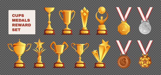 Wall Mural - cups medals transparent set
