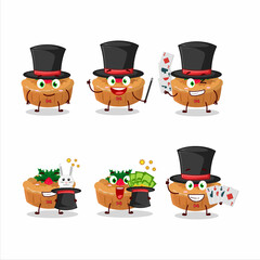 Sticker - A pie christmas Magician cartoon character perform on a stage