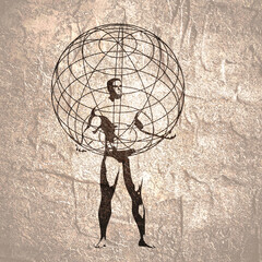 Wall Mural - man holding abstract geometry shape in his hands