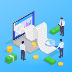 Sticker - Accounting And Audit Isometric Concept