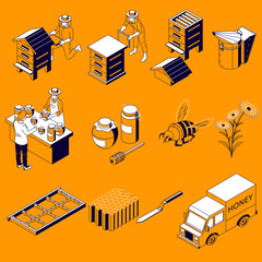 Wall Mural - Beekeeping Isometric Icons Collection