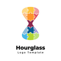 Wall Mural - Puzzle colorful hourglass. Creative vector logo template. Abstract sign. Modern minimalistic symbol. Identity graphic element. Web icon. 