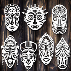 Wall Mural - Set of Tribal African Masks