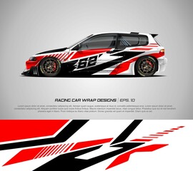 Sport car wrap background design vector for race car, pickup truck, rally, adventure vehicle, uniform and sport livery. Graphic abstract stripe racing background kit designs. eps 10