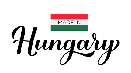 Made in Hungary handwritten. Quality mark vector icon. Calligraphy hand lettering. Perfect for logo design, tags, badges, stickers, emblem, product package