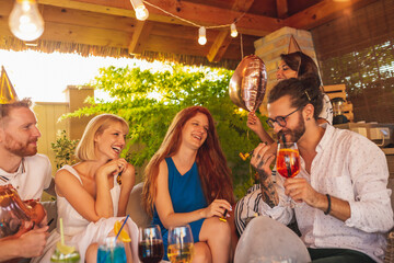 Wall Mural - Friends having fun at birthday party