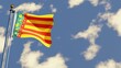 Valencia 3D rendered realistic waving flag illustration on Flagpole. Isolated on sky background with space on the right side.