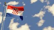 Croatia 3D rendered realistic waving flag illustration on Flagpole. Isolated on sky background with space on the right side.