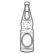 comic glass water bottle. outline, monochrome.