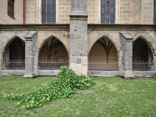 Wall Mural - Fortified Benedictine Monastery arches, one of the oldest and most important architectural monuments of Slovakia, Hronsky Benadik