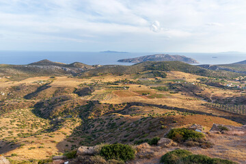 sea panorama from the heights of Keratea at sunset in Athens in Greece