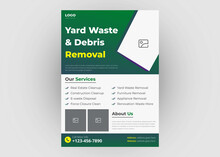 Junk Removal Service Flyer Template. Waste Removal Poster Leaflet Template. Yard Junk Waste Removal Flyer Poster Leaflet Design. Eps File Format