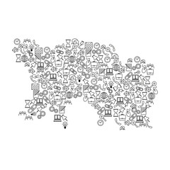  Jersey map from black pattern set icons of SEO analysis concept or development, business. Vector illustration.