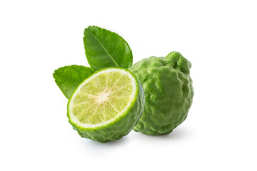 Poster - bergamot With green leaf isolated on white background.