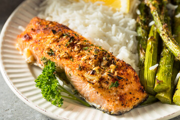 Sticker - Healthy Homemade Roasted Salmon with Asparagus