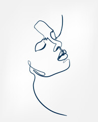 Wall Mural - face girl line art single line isolated vector illustration abstract