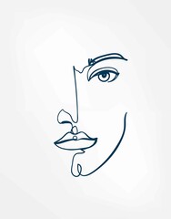 Wall Mural - face girl line art single line isolated vector illustration abstract