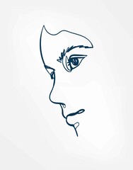 Wall Mural - face girl line art single line isolated vector illustration abstract