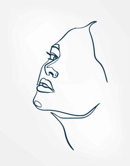 Wall Mural - face girl line art single line isolated vector illustration abstract