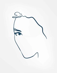 Wall Mural - face girl line art single line isolated vector illustration abstract