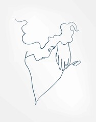 Wall Mural - dream hair girl line art single line isolated vector illustration abstract