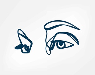 Wall Mural - eyes line one art isolated vector illustration