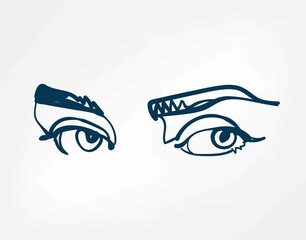 Wall Mural - eyes line one art isolated vector illustration