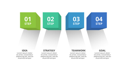 3D vector infographic pyramid, or comparison chart with 4 colorful levitating layers.
