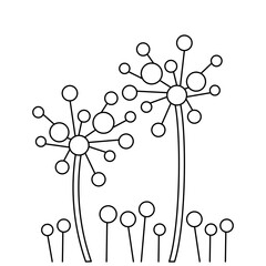 Coloring book for children. Stylized Dandelion. Vector illustration