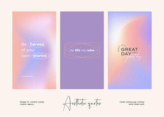 Wall Mural - Social media story gradient aesthetic quotes template collection