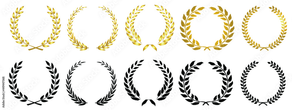 Laurel wreath gold collection vector png eps Stock Vector | Adobe Stock