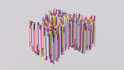 Wall Mural - Colorful blocks waving. Abstract illustration, 3d render.