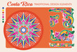 Costa Rican Ox Cart Wheel design and ornaments. Orange Version. Traditional painting. Vectors (EPS)