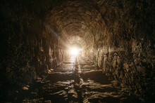 Dark And Creepy Old Historical Vaulted Underground Road Tunnel