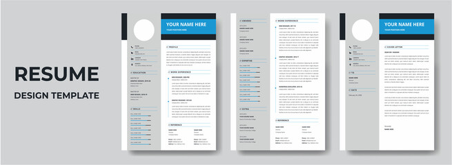 Clean Modern Resume and Cover Letter Layout Vector Template for Business Job Applications, Minimalist resume cv template, Resume design template, cv design, multipurpose resume design