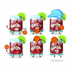 Sticker - Talented sazerac cartoon character as a basketball athlete. Vector illustration