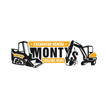 Skid Steer And Excavator Rental Illustration Logo