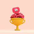 Thank you 2k social media followers celebration trophy. 3D render