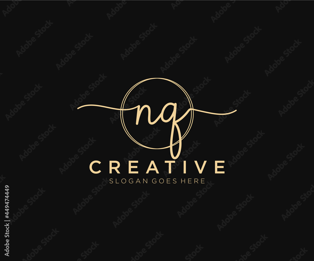 initial NQ Feminine logo beauty monogram and elegant logo design ...