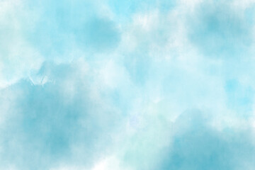 Wall Mural - watercolor illustration art abstract blue color texture background, clouds and sky pattern. watercol