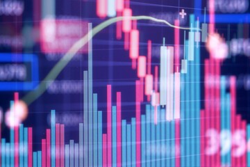 Financial stock market graph. Stock Exchange. Selective focus.