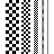 Checker stripes samples. Vector vertical chess tile lines. Seamless checker squares inline and different sizes. Isolated checker decor stripes.