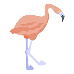 Sticker - Beach flamingo icon isometric vector. Pink tropical bird. Sumeer zoo flamingo