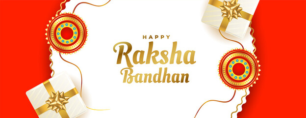 Wall Mural - realistic raksha bandhan banner with gift boxes