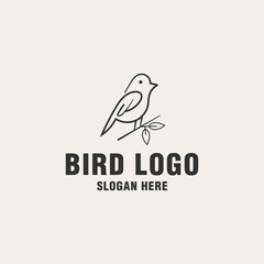 Sticker - Bird line logo template on monogram style