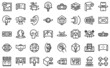 © ylivdesign - Virtual tour icons set outline vector. Video arrow. App design